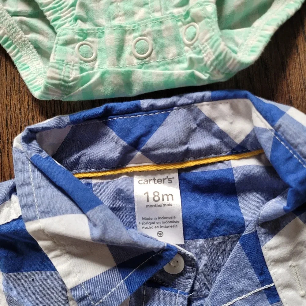 Bundle/Lot of 2 Button Down Shirts Bodysuit Shirt Size Boy's 18 Months